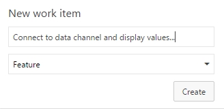 Teamspace widget for adding a Feature