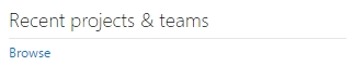 Screenshot of teamspace widget allowing a user to browse recent projects